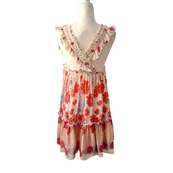 Free People Intimately Women's Mini Dress Bali Wild Daisy Slip Floral Orange S - Picture 5 of 9